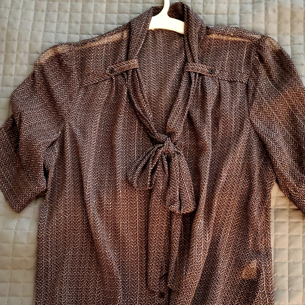 Sheer faux scarf blouse